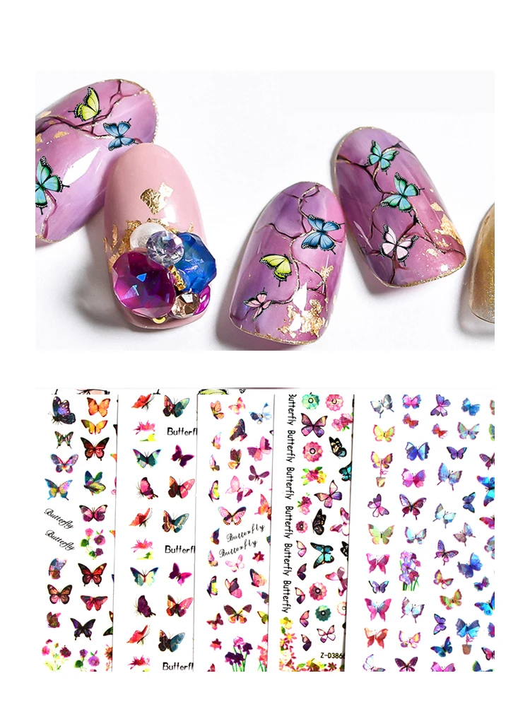

Laser Reflective Most Beautiful Butterfly Pattern Nail Sticker Decorative Nail Beauty 3D Color Butterfly