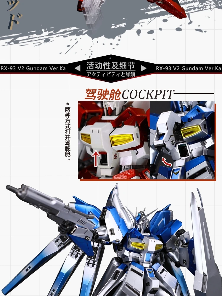 BANDAI MG 1/100 RX-93-V2 Hi-V-воина гундама панель с карточками модель Wandai металлический раскраска игрушки Фигурки