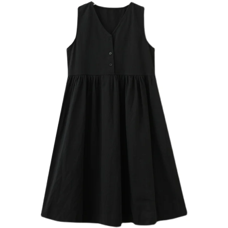 

COIGARSAM Solid Women dress Summer V-Neck Dresses Gray Black 8705