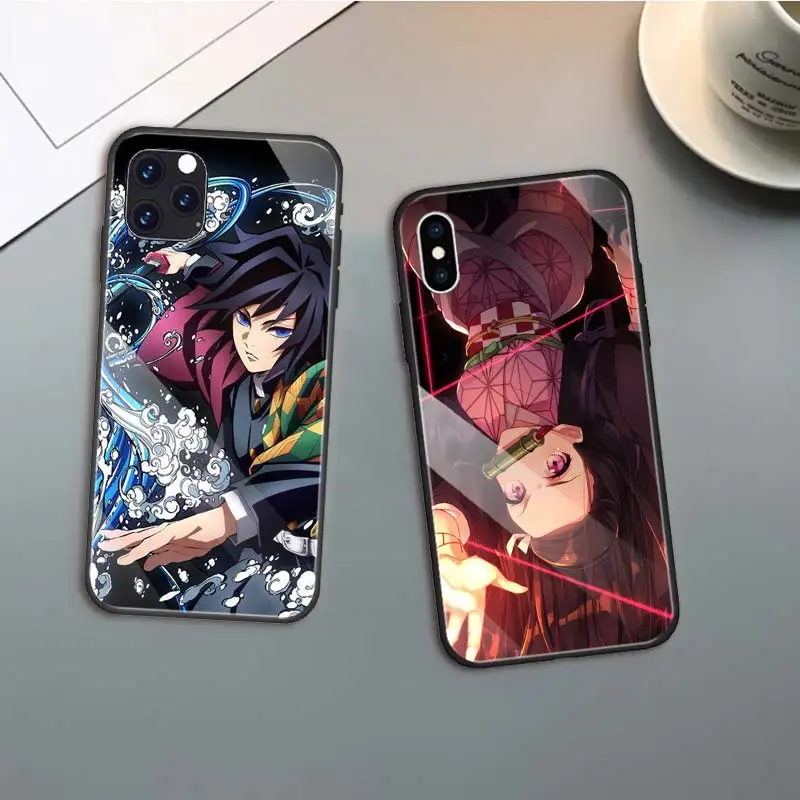 Demon Slayer Kimetsu No Yaiba Cases for iPhone 14 Plus 12 13 11 Pro Max SE 2020 X XS XR 8 7 6 6S Tempered Glass Phone Cover