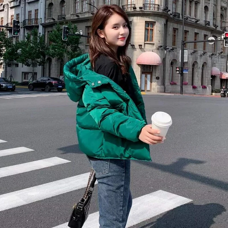 Brieuces New Hooded Women Winter Jacket Short Cotton Padded Women Coat Autumn Casaco Feminino Inverno Color Parka Stand Collar