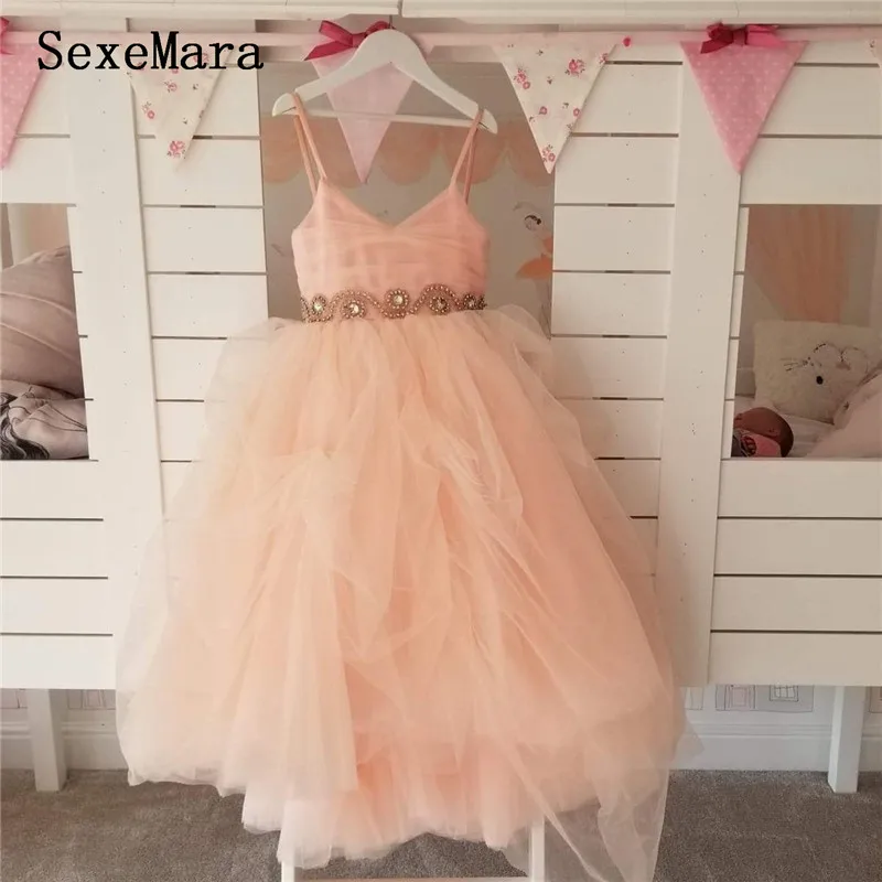 Платья с цветочным узором для девочек кружевной топ из тюля детская праздничная