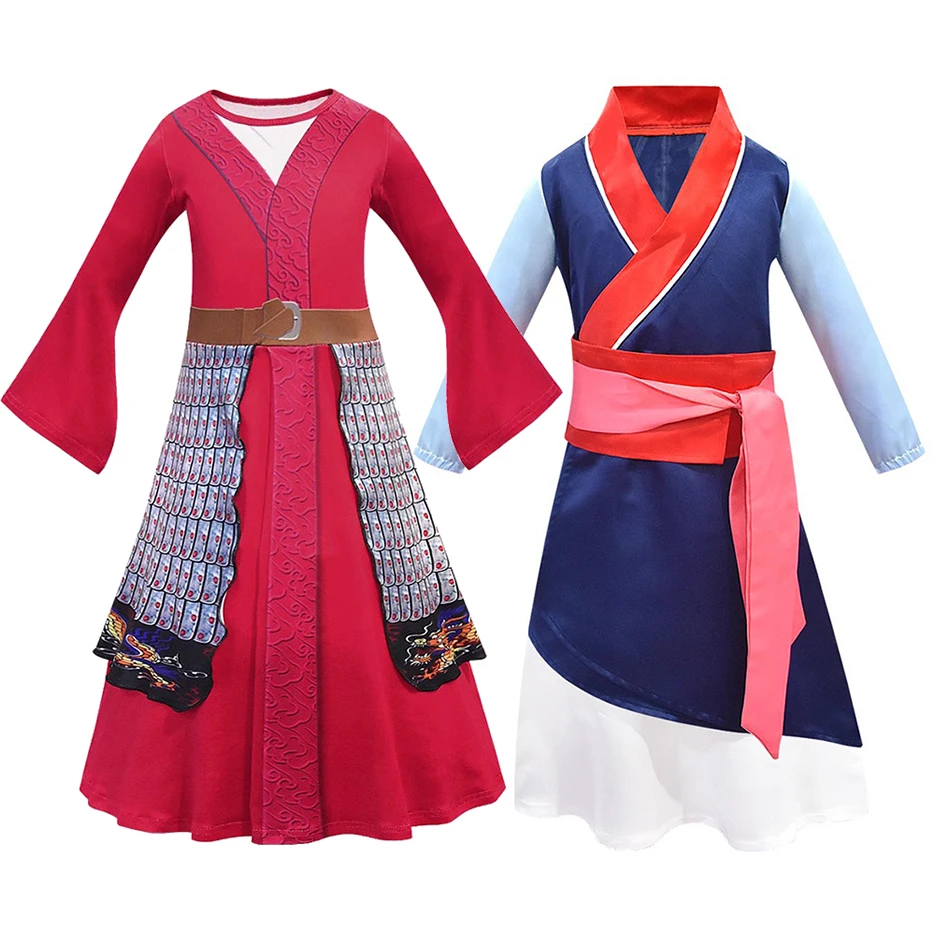 Huamulan Dress Up Dresses For Girls Movie Role Playing Costumes Kids Halloween Party Outfits Children Chinese Traditional Hanfu