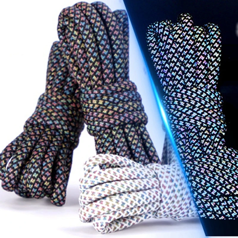 1Pair Reflective Shoelaces Sneaker Shoelace Sport Shoelaces Round Rope Shoe Laces Length 100/120/140/160CM Shoelace Strings