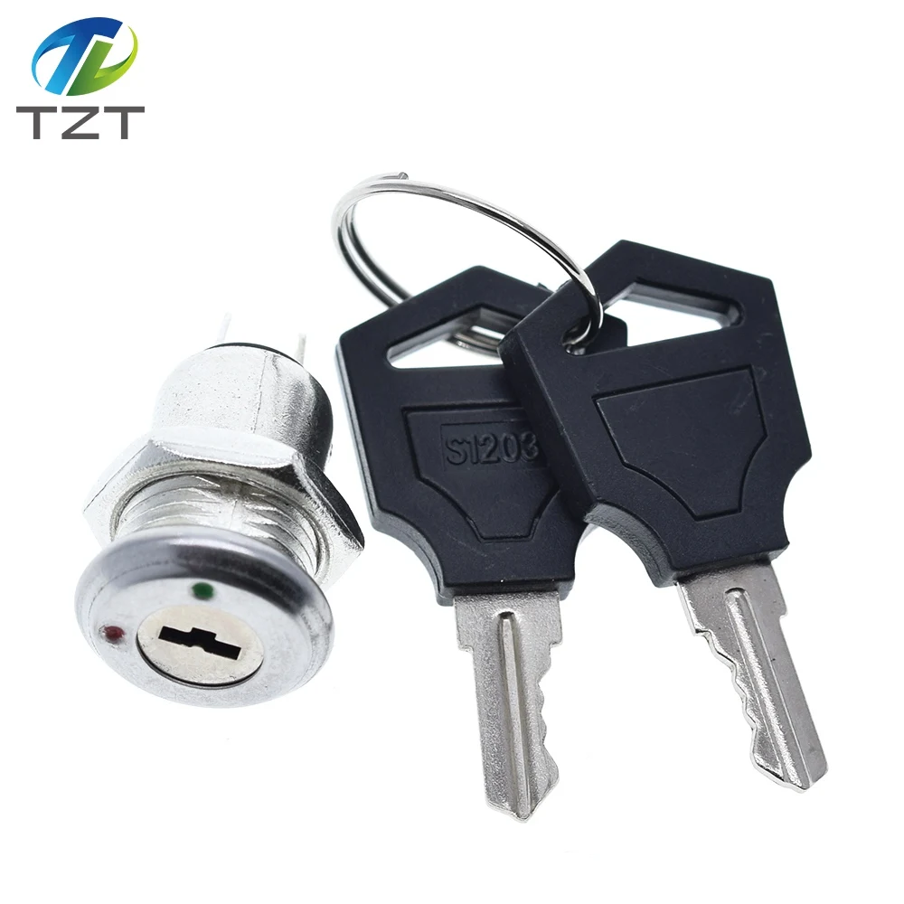 12mm Stainless Steel Electronic Key Switch ON OFF Lock Phone Security Power 12*21mm S1203 2PIN 2 Keys | Электронные компоненты