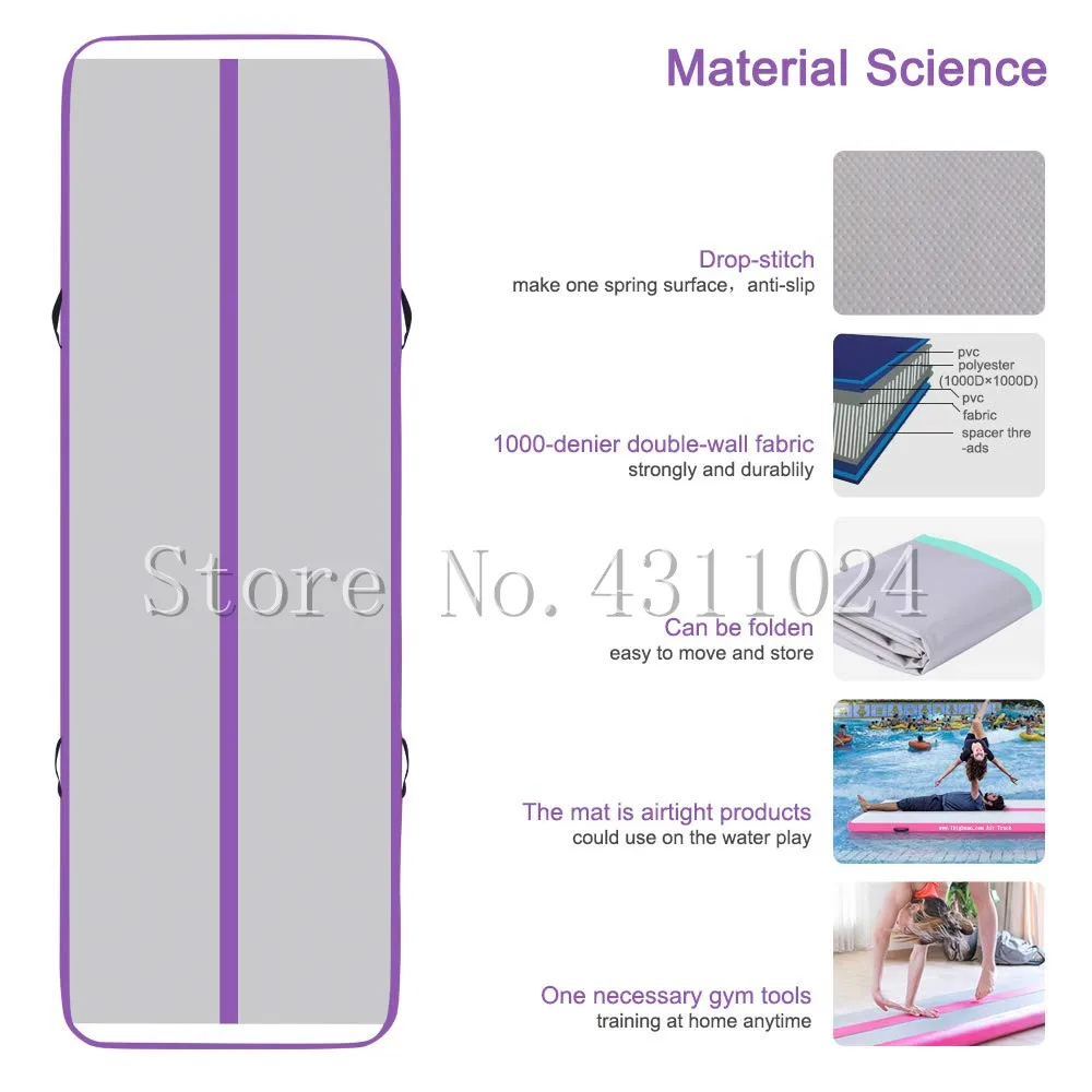 Купить Надувной матрас для акробатики с воздушной дорожкой 26 футов х 3,3 фута надувной матрас для акробатики матрас для чарлидинга йоги пляжная лод...