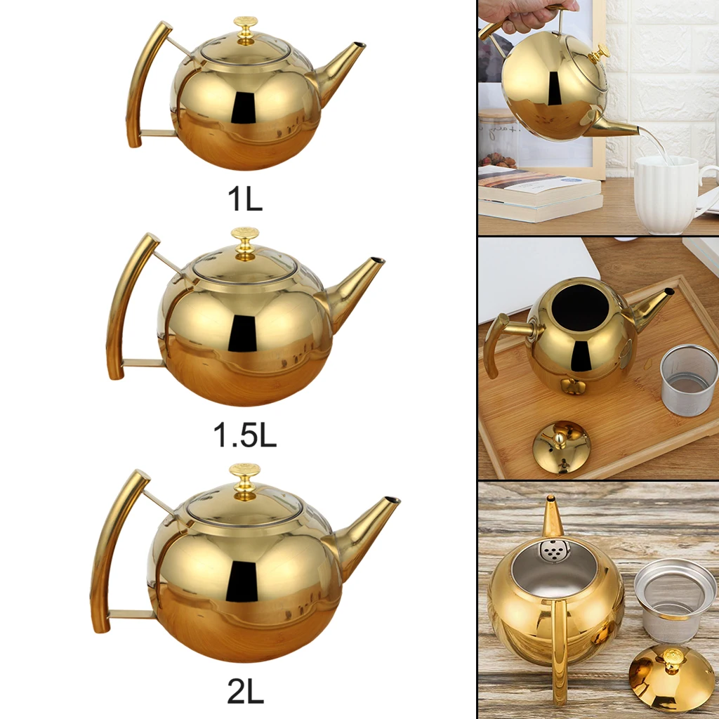 

Durable Stainless Steel Teapot with Removable Tea Filter Pot for Hotel