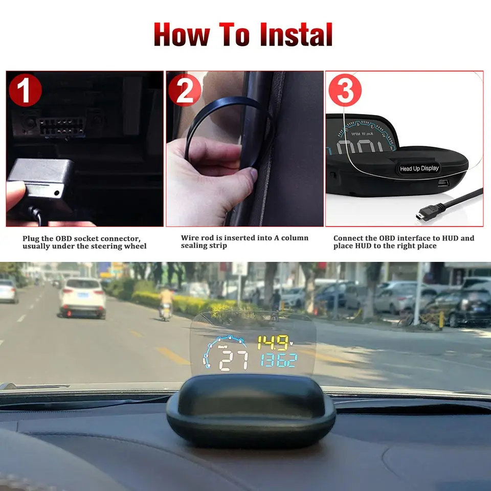 VJOYCAR Новый C600 OBDII бортовой компьютер Авто OBD2 EUOBD HUD Дисплей автомобильный