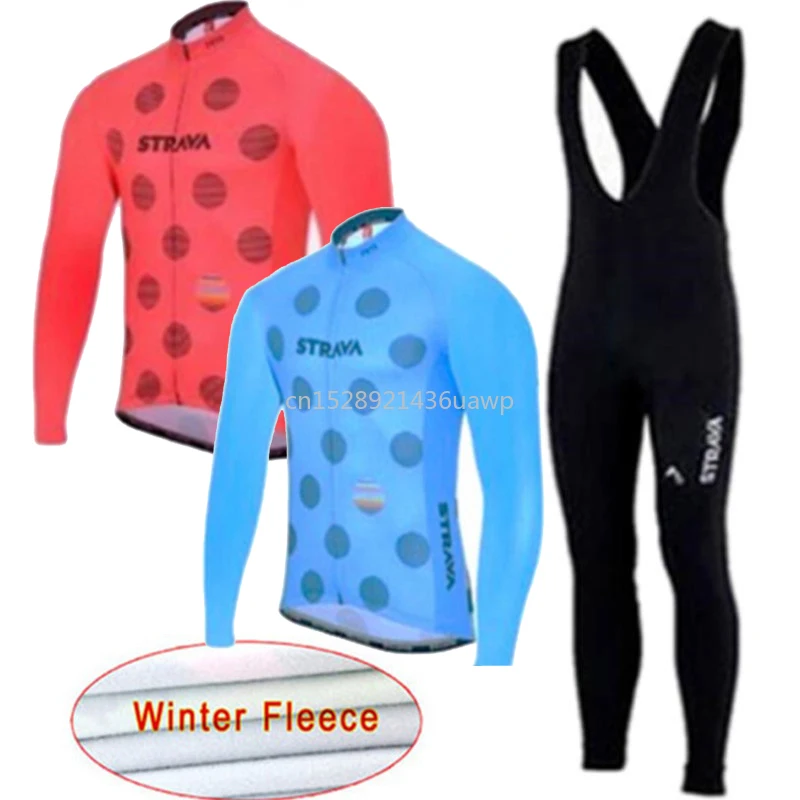 Зимняя Теплая Флисовая веломайка Strava 2021 комплект с длинным рукавом велосипедная
