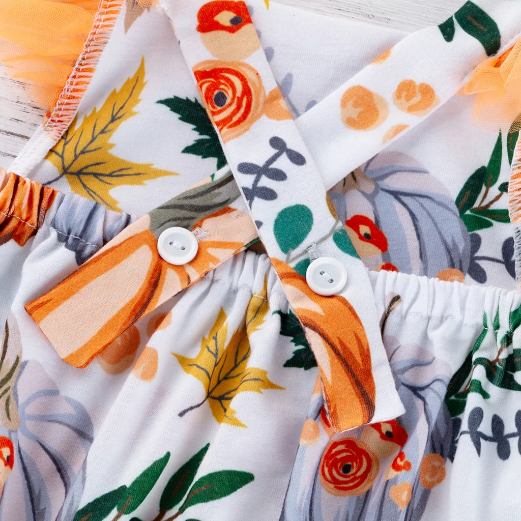 

Toddler Baby Kids Girls Ruched Halloween Pumpkin Print Romper Bodysuit Outfits #40