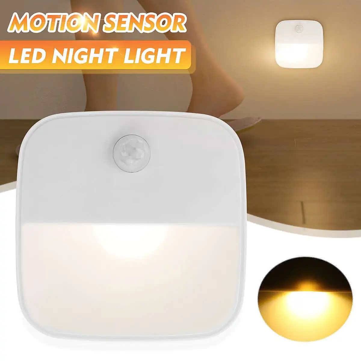 

EU Plug 10-220V Night Light Motion Sensor PIR Human Infrared Activated Movement Detect Wall Emergency Lamp Hallway Bedroom