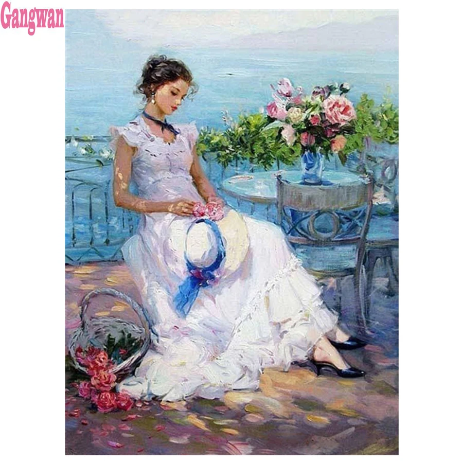 5d алмазная живопись полная квадратная круглая дрель европейская девушка с