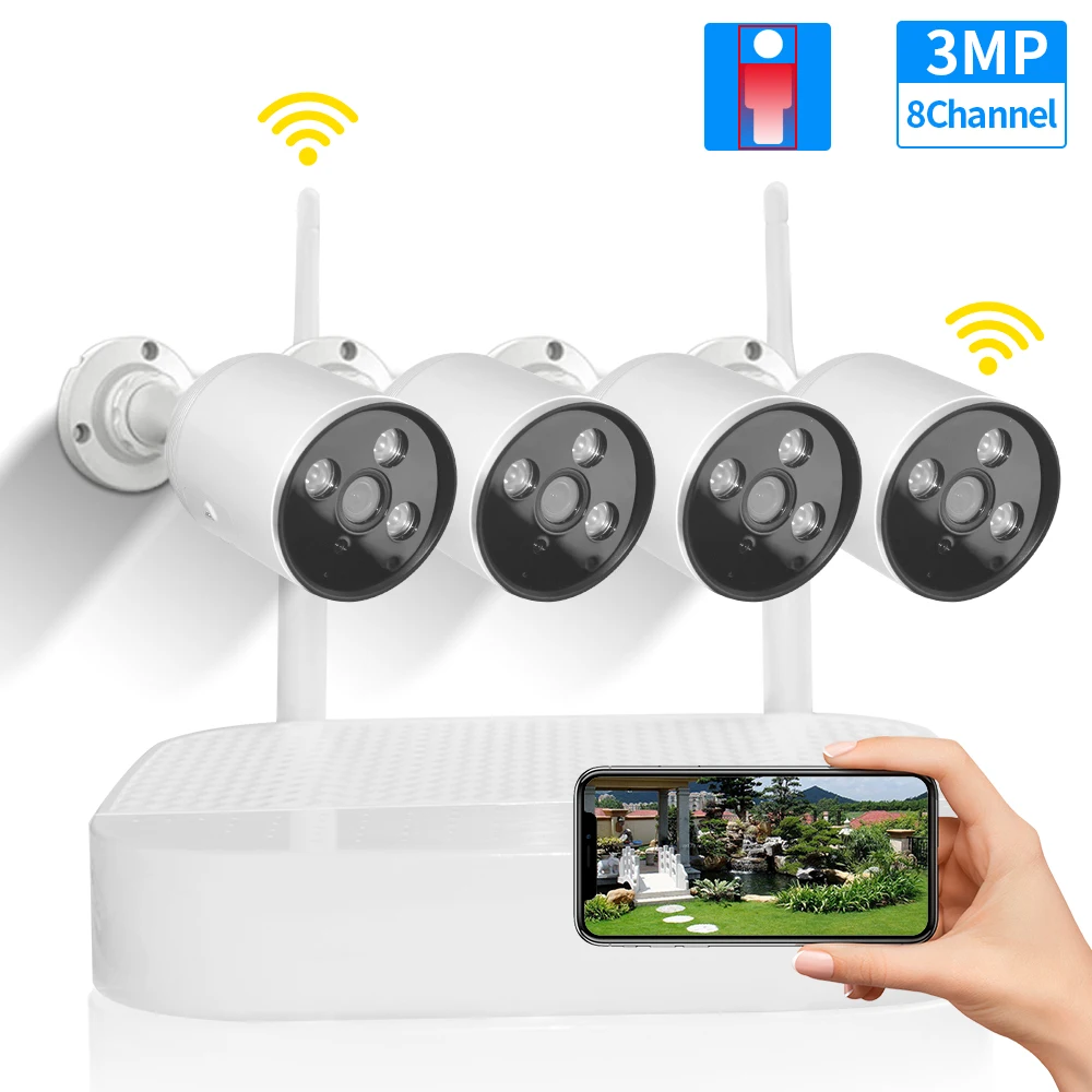 

Sdeter 3MP 2MP Wireless NVR Kit Security Surveillance Camera Kit Wifi Audio CCTV Camera System Outdoor Wireless Camera System