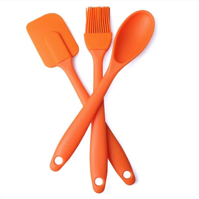 

3Pcs/set Heat Resistant Silicone Cooking Tools Baking Pastry Tools Spatula Spoon Turner BBQ Oil Brush Cake Scraper Buttter Mixer