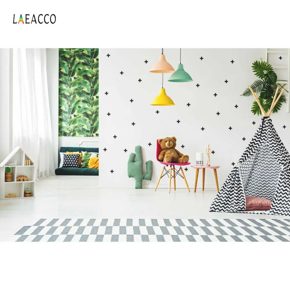 Laeacco фото фон палатка Wigwam детские игрушки Тедди мишка лампа экран занавеска День