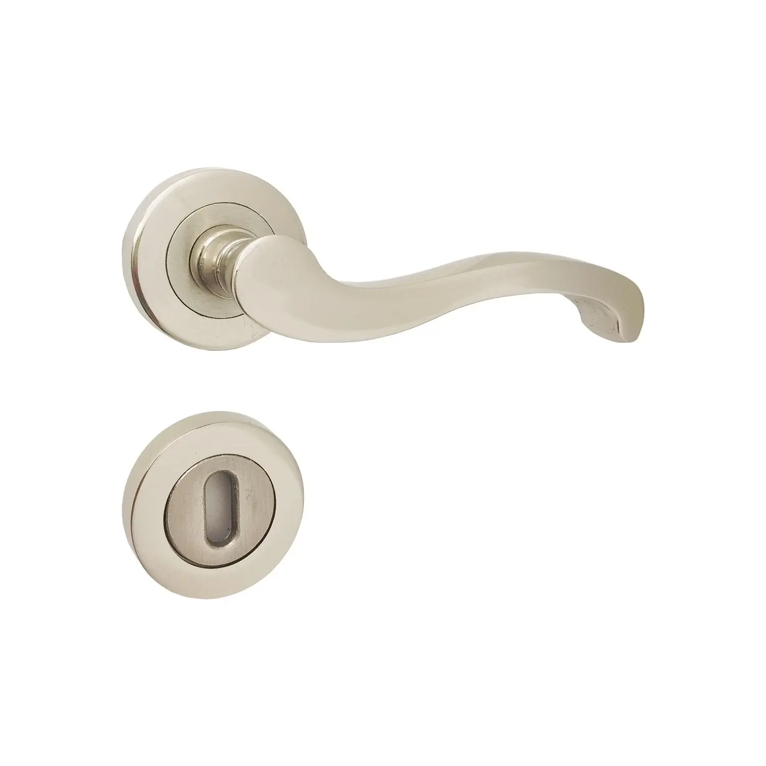 

Nobel Nickel Satin Room Door Handle with Rosette