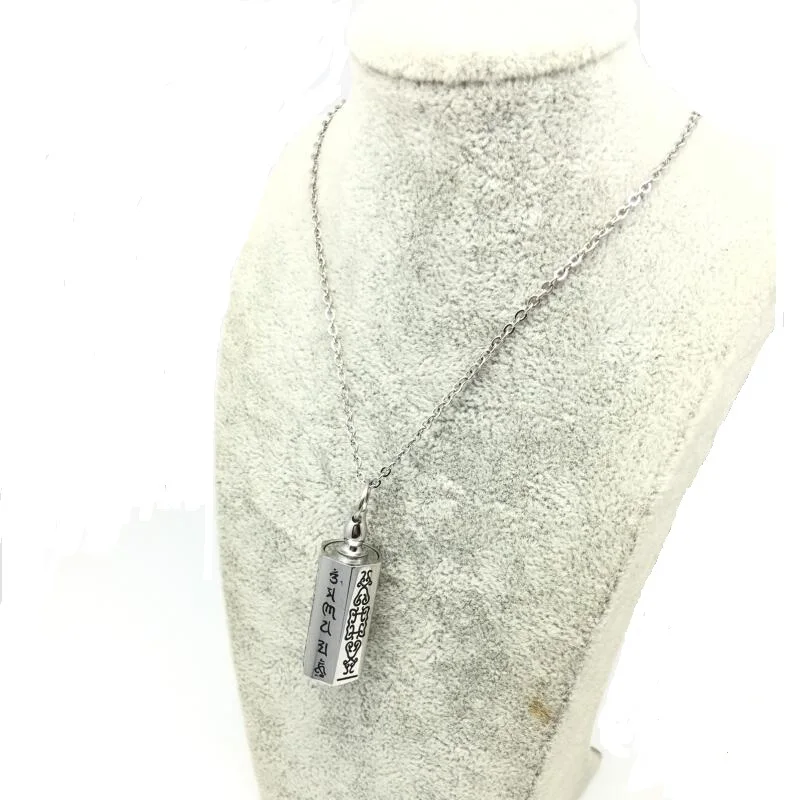 

LOOKER Six Words of Mantra Buddish Symbol Mens Pendants Necklaces Can Open Stainless Steel Male Jewelry Urns for Ashes