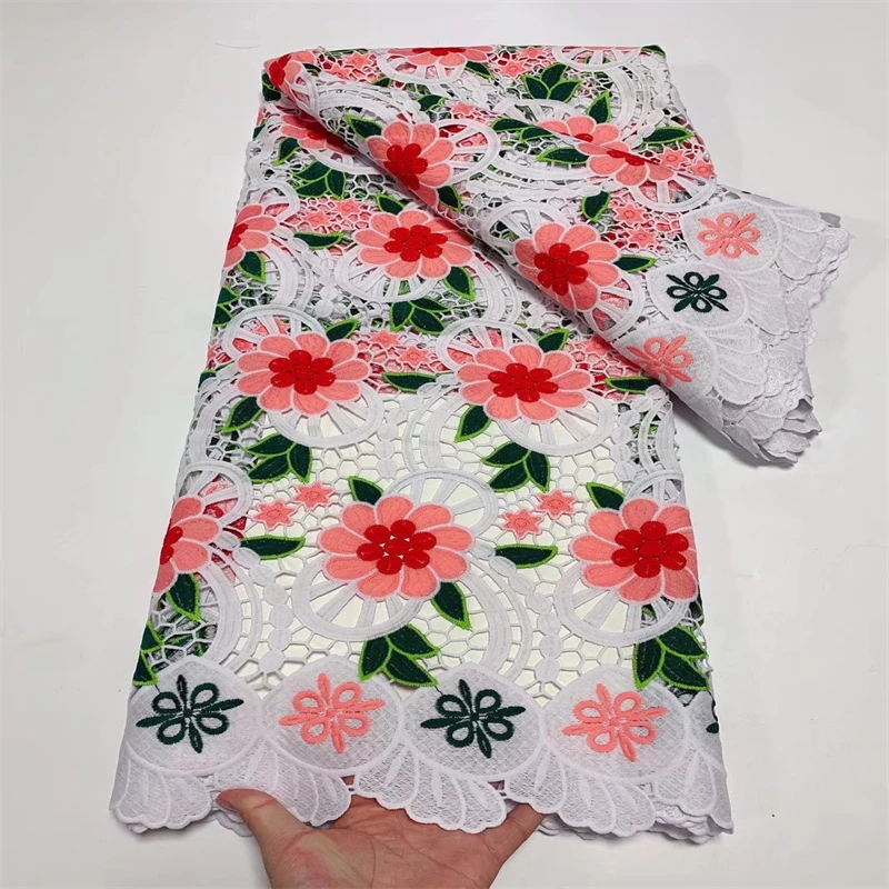 

Розовые нигерийские кружевные ткани, водорастворимые африканские кружевные ткани, 2022 гипюровые кружевные хлопковые ткани