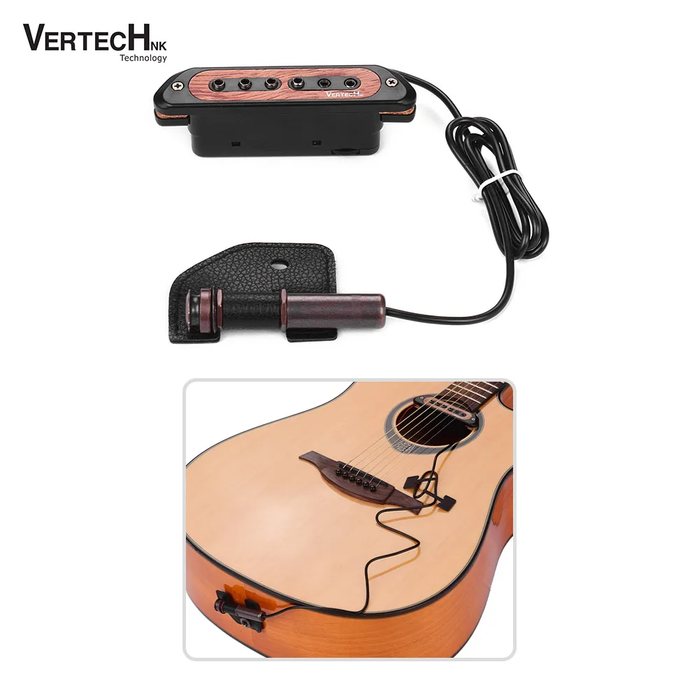 

VERTECHnk VS-9 пассивная гитара Soundhole Pick up Humbucker Пикап преобразователь с 6,35 мм наконечник Джек регулятор громкости для гитары
