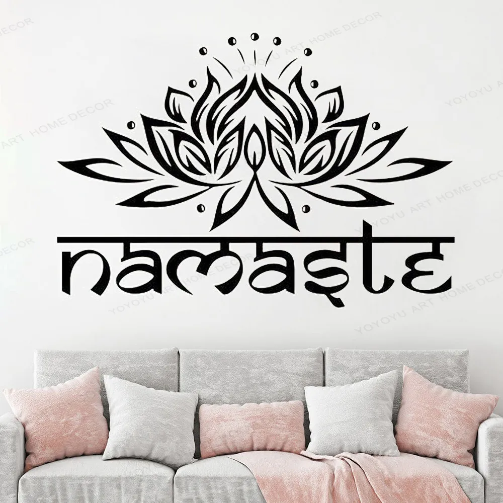 

Namaste Wall Decal Lotus Flower Vinyl wall Sticker Buddha Quote Wall Decor Bedroom Yoga Lotus art mural HJ1032