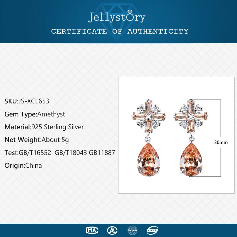 Jellystory 925 серебряные ювелирные серьги с Каплевидным сапфиром изумрудом аметистом