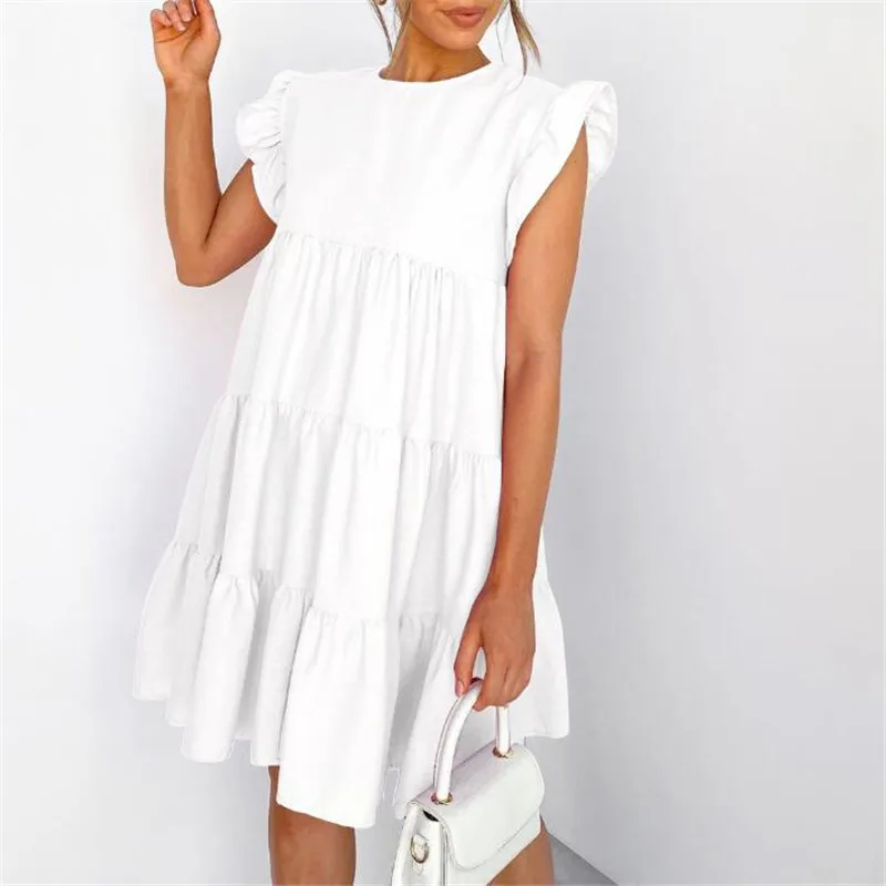 

2021 New Summer Women Dress Crew Neck Costumes Sexy Short Mini Dresses Club Vacation Casual Party A-line Swing Dresses Vestidos