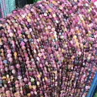 natural stone tourmaline stone beaded 4mm faceted loose oblate beads for jewelry making diy necklace bracelet accessories