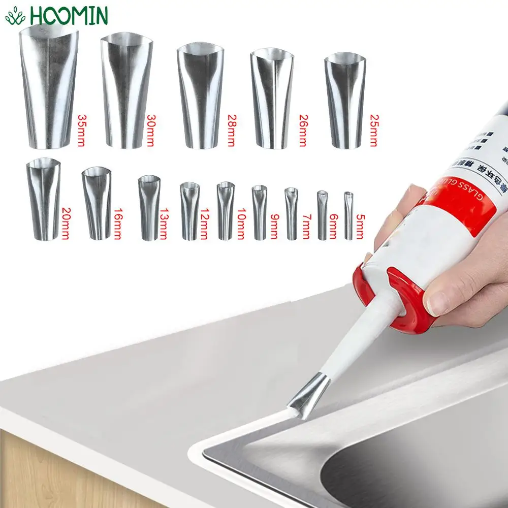 

14PCS Caulking Finisher Glue Stainless Steel Finishing Tool Caulk Nozzle Glue Remover Scraper Applicator Sealant Applicator Tool
