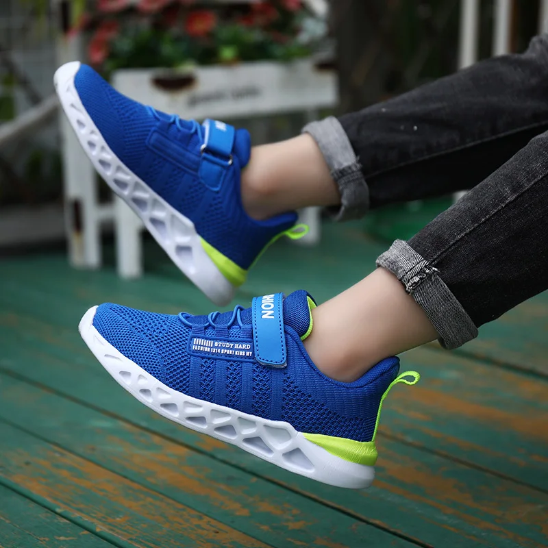 Кроссовки детские для бега дышащие сетчатые на липучке повседневная обувь