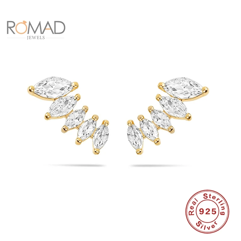 

ROMAD 2020 бриллиант лепесток серьги пирсинг Joyero 925 стерлингового серебра, серьги со шпилькой, для женщин, модные ювелирные изделия Aretes De Mujer; Бол...