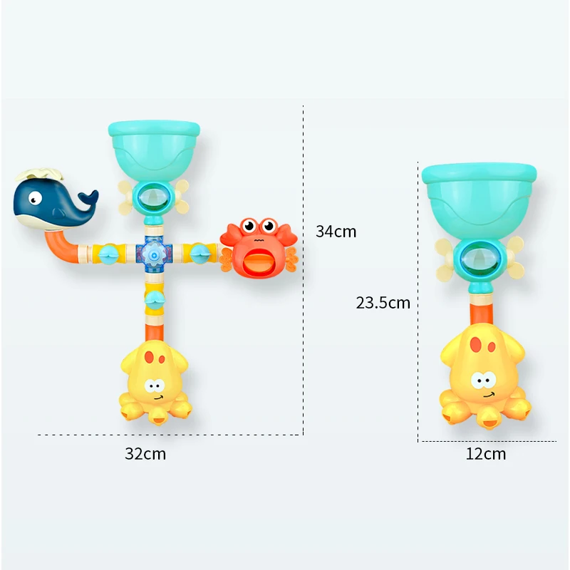 

Bath Toys Baby Water Game Faucet Shower Rubber Duck Waterwheel Dabbling Water Spray Set For Kids Animals Bathroom Summer Toys