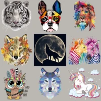 cool cartoon animal patch applique on clothes tops fashion heat transfer diy vinyl transfers for clothes wolf tiger stickers