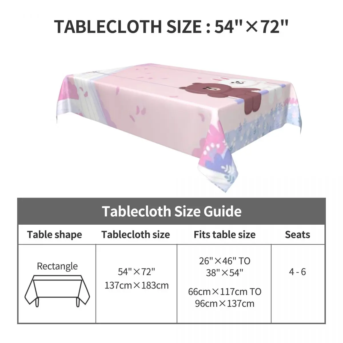 Cute Brown And Cony Rectangular Table Cloth Coffee Cover for Living Room Mat Home Wedding party decorate | Дом и сад