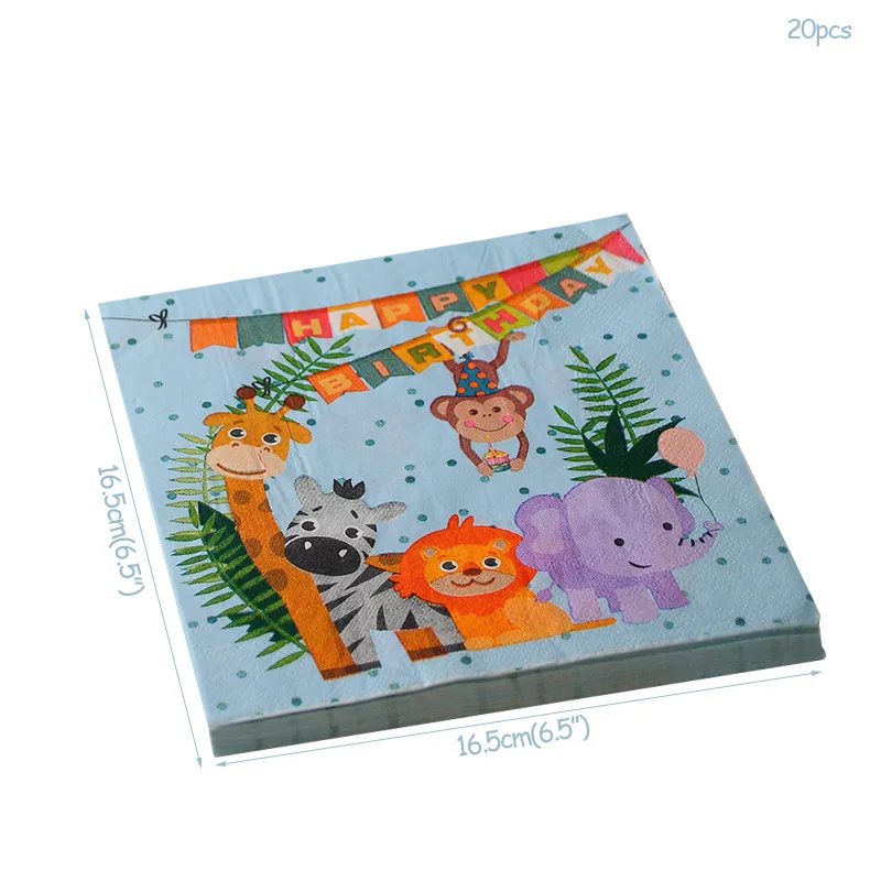 

Jungle Animal Elephant lion monkey giraffe zebra theme party paper napkin kids Birthday Party decor zoo theme Party paper towel