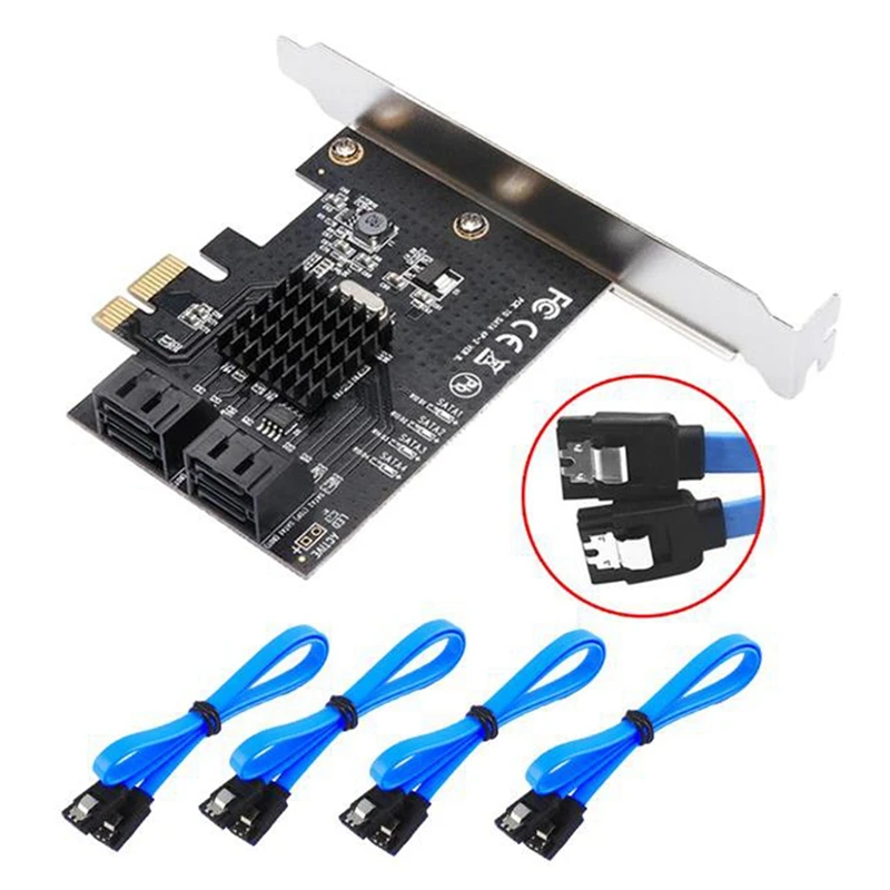 

PCI-E to SATA 3.0 Card Adapter PCI-E 1X Cards PCI Express to SATA 3.0 4Ports SATA III 6Gbps Expansion Adapter Boards