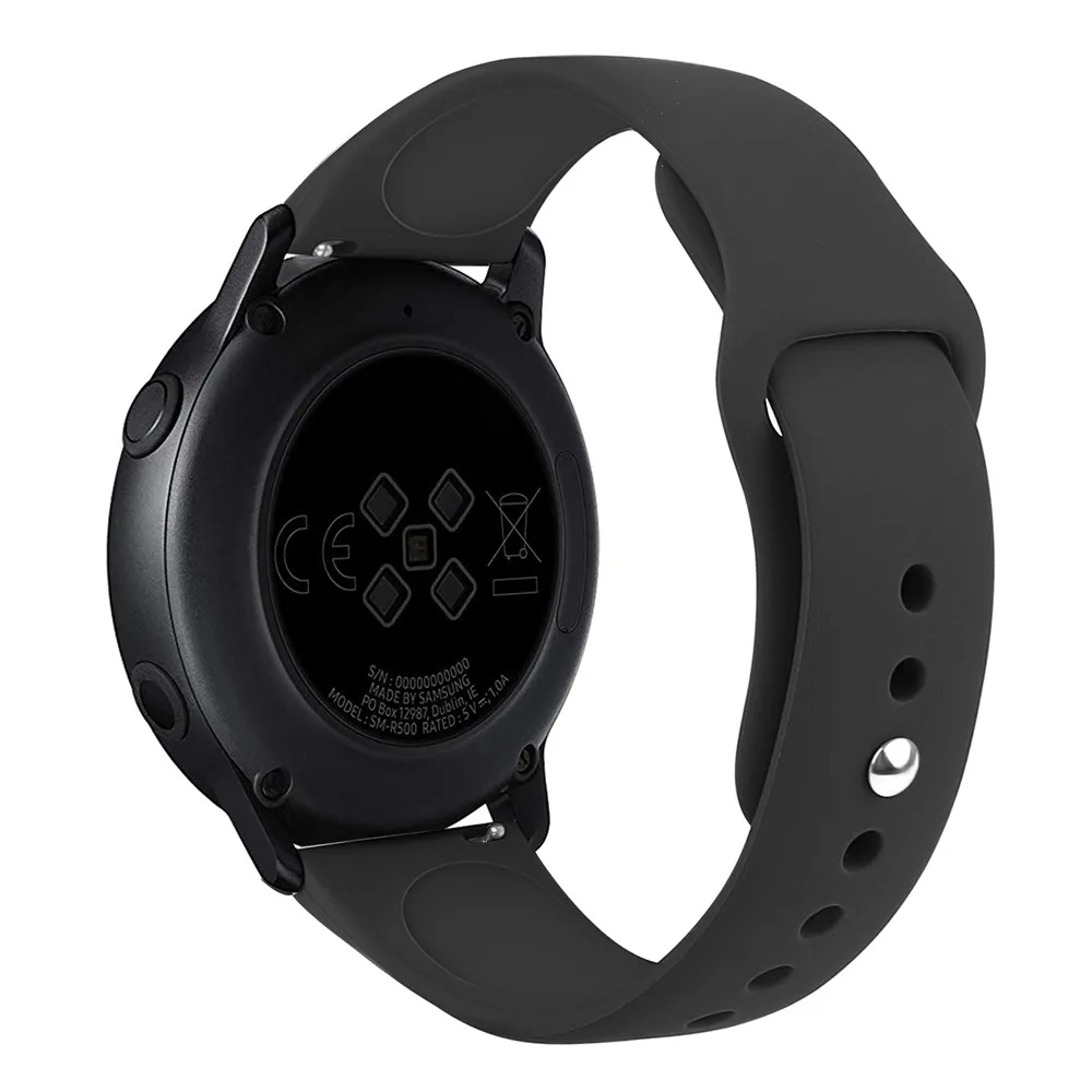 Black 20 мм 22 мм мягкий силиконовый ремешок для часов для samsung Galaxy Watch 42 мм 46 мм спортивный ремешок Active2 браслет для gear S2 S3 Active 2 - Цвет ремешка: Black