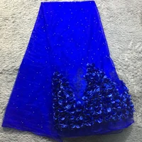 african lace fabric 2021 high quality lace royal blue nigerian lace fabrics for women french beaded 3d lace fabric m23631