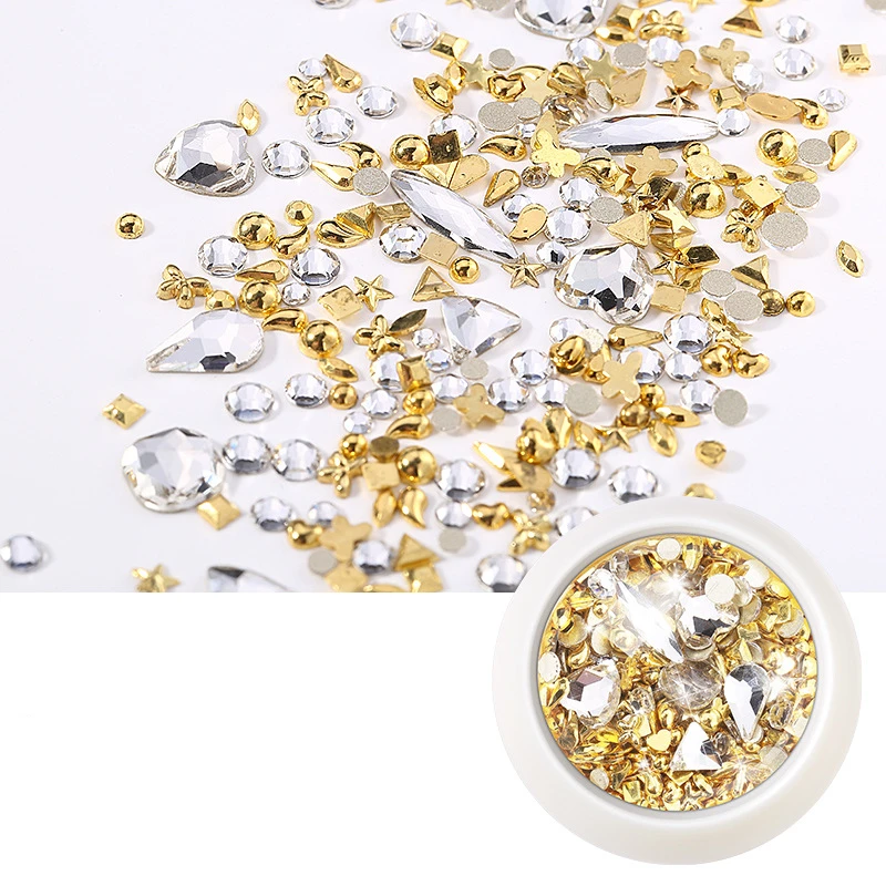 1 коробка золото Луна Звезды ногтей шпильки для Запчасти украшение звезды круг