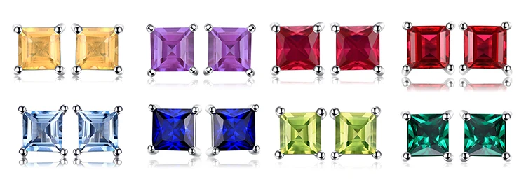 Jewelrypalace квадратный 0.6ct создания Изумрудный 925 серебро Серьги-гвоздики Модные украшения для Для женщин