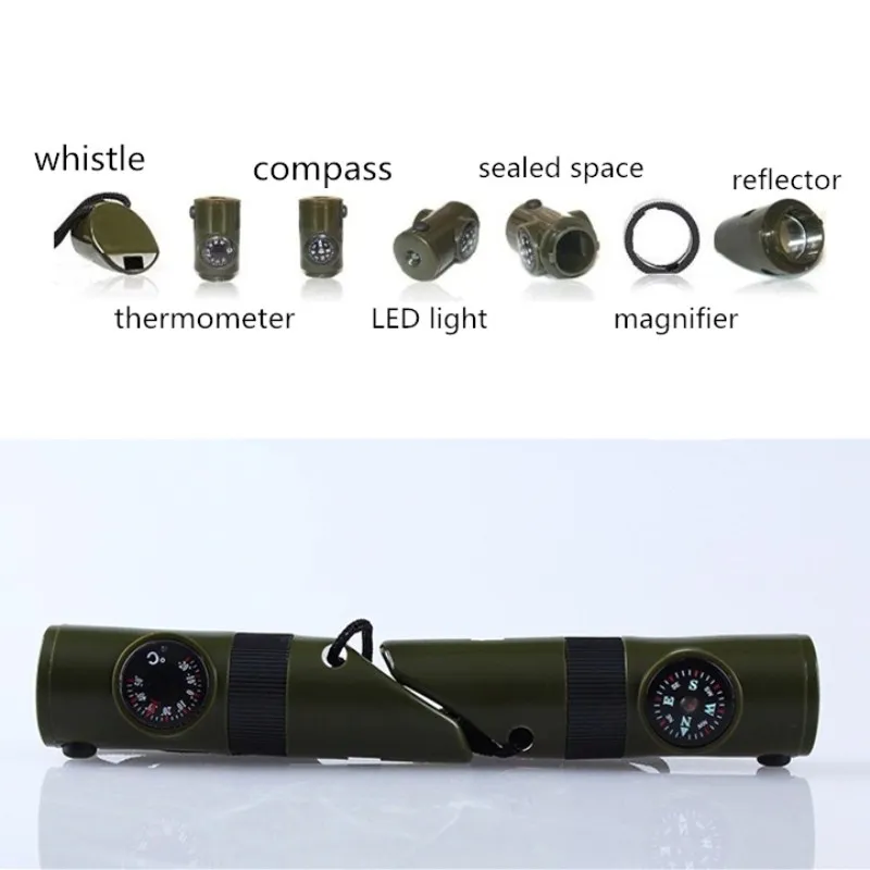 7 в 1 свисток для выживания аварийный свист кемпинга с компасом термометром