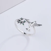 925 sterling silver bird spring tree leaves open size finger adjustable rings for women diy jewelry fit original pandora