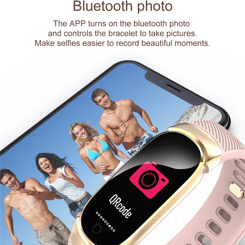 Женский Смарт браслет Lism QW16 Bluetooth фото часы трекер сердечного ритма IP67