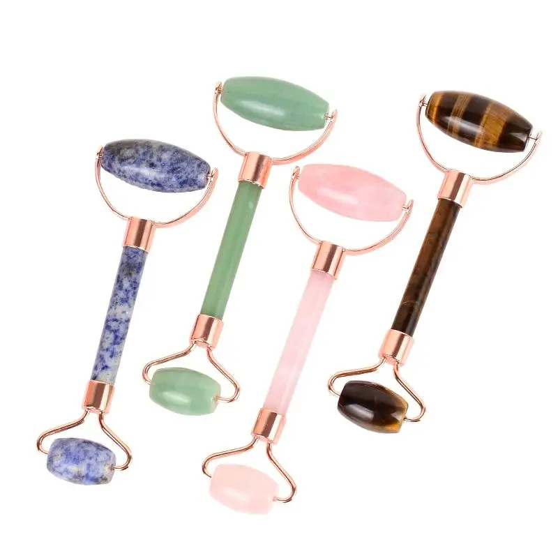 

Оптовая продажа, массажный ролик для ухода за лицом, натуральный камень, большая головка, розовый кварц, нефрит, инструмент для массажа, для похудения, против морщин, целлюлита GuaSha