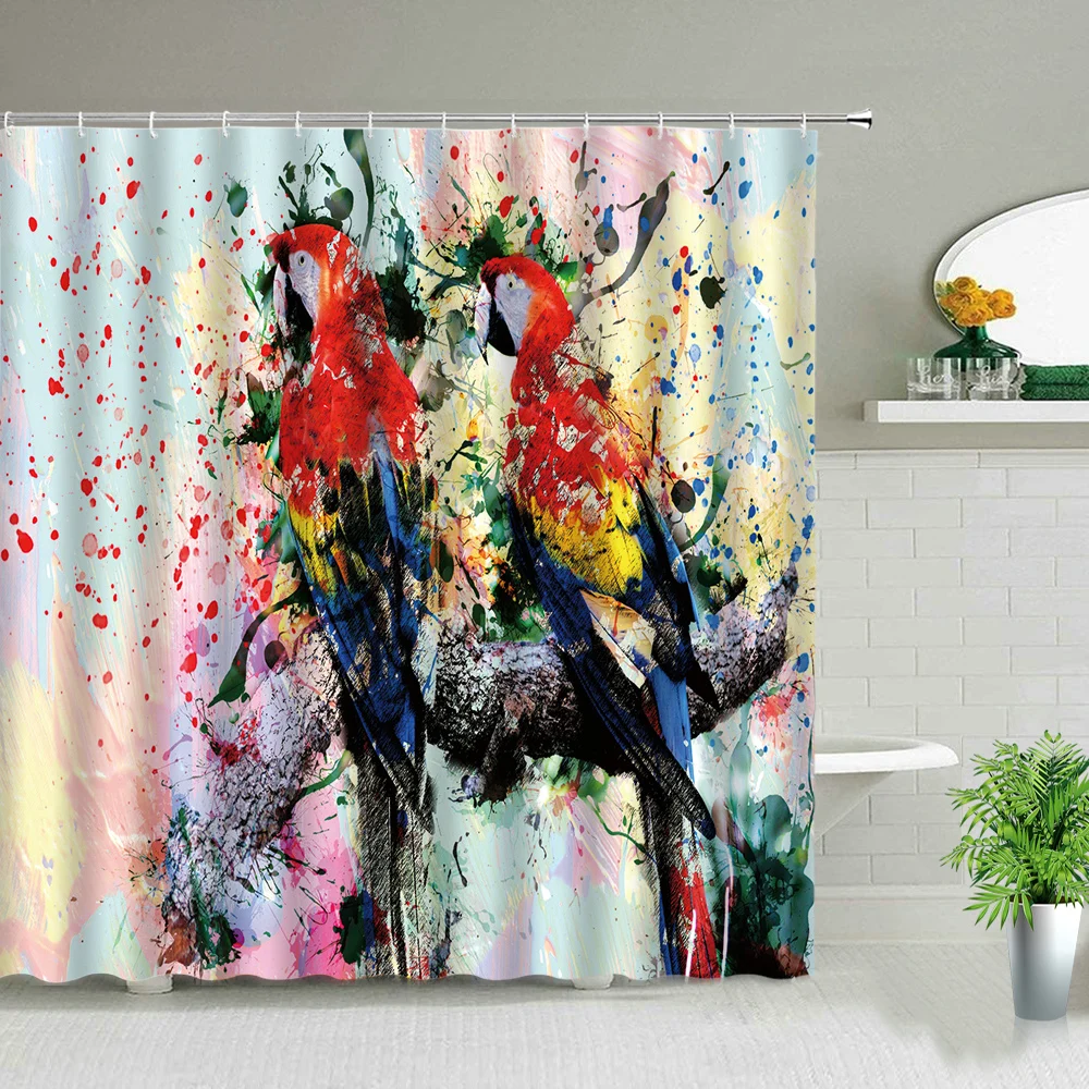 

Creativity Animal Shower Curtain Cat Birds Tiger Elephant Bathroom Screen Bathroom Decor Polyester Waterproof Cloth Curtains