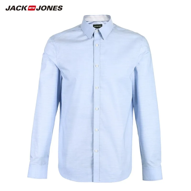 Рубашка JackJones 219105530 Мужская базовая из эластичного хлопка с длинными рукавами