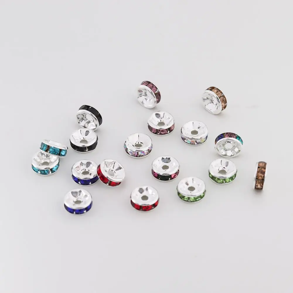 50pcs/lot 4 6 8 12mm Rhinestone Rondelles Crystal Bead For DIY Jewelry Making Loose Spacer Beads DecorationAccessories Supplie | Украшения
