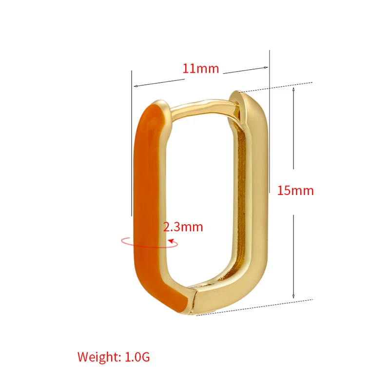 New DIY Dripping Oil Earrings Female Geometric Rectangle Color Preserving Metal Ear Buckle Jewelry Accessories For Handmade