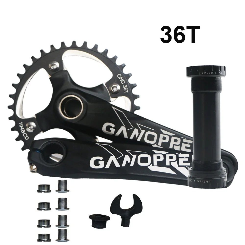 36T CNC crankset 104BCD алюминиевый сплав дорожный велосипед Floding велосипед Кривошип горного велосипеда набор 175 Кривошип 120 мм BB цепь колеса 9S 10S 11S Fatbike шатуны - Цвет: 36T CNC crankset