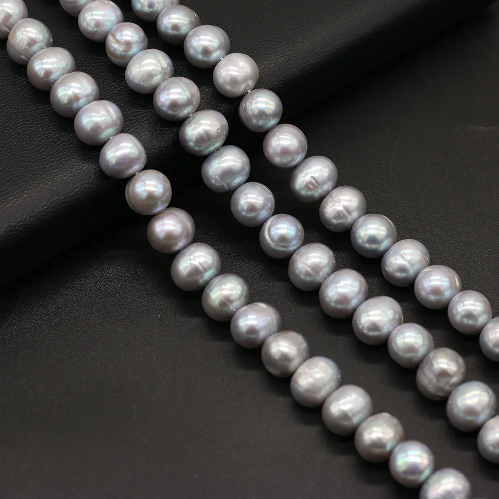 

2021 натуральный пресноводный жемчуг, серые круглые бусины 10-11 мм для женщин, изготовление ювелирных изделий «сделай сам», ожерелье, браслет, ...