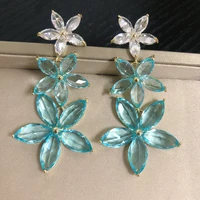 bilincolor fashion crystal candy blue zircon summer flower earring for women